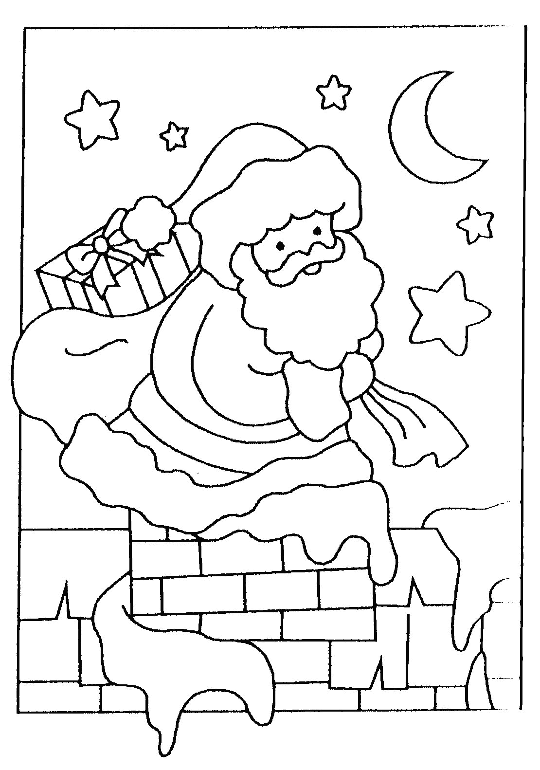 coloriage le pere noel descend la cheminee